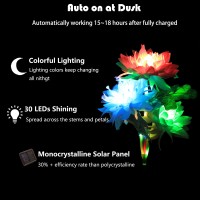 Fortunal Solar Garden Lights Fake Dahlia Fall Chrysanthemum Flower Lights Colorful Changing Lighting Mode Powered By Monocrystalline Solar Panel For Yard Patio Outdoor Garden D