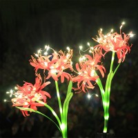 Fortunal Solar Garden Lights Fake Lycoris Radiata Equinox Flower Lights 2 Lighting Modes For Outdoor Patio Yard D