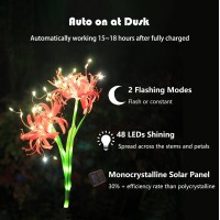 Fortunal Solar Garden Lights Fake Lycoris Radiata Equinox Flower Lights 2 Lighting Modes For Outdoor Patio Yard D