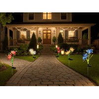 Fortunal Solar Garden Lights Fake Lycoris Radiata Equinox Flower Lights 2 Lighting Modes For Outdoor Patio Yard D