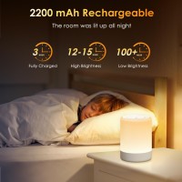 Yunjayi Bedside Table Lamp 256 Rgb Color Changing Warm Small Touch Lamps For Bedroom 2200Mah Usb Rechargeable Wireless Night