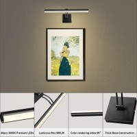 Newreach 1653 Plugin Led Picture Light With Remote Dimmable Painting Frame Light With3000K 980Lm Cri95 Book Light For Ho