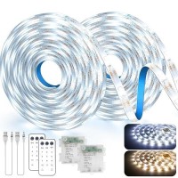 Omika 2 Pack Battery Powered Led Lights 99Ft 90Led 3000K6000K Tunable White Under Cabinet Lights Flexible Led Light Strips Di