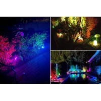 Fulanzaren 20W Spotlights Outdoor, 120V 1000Lm Rgb Led Spot Lights Outdoor With Transformer & Remote, 12 Colors 19 Modes, Ip65 Waterproof 46.5Ft Cord Outdoor Lights For Yard Garden, Ul Listed, 4 Pack