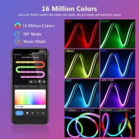 Cosoway Neon Rope Lights, 10Ft Neon Led Strip Lights App Control, Smart Neon Strip, Rope Led Lights For Bedroom With Music Sync Timer, Outdoor Rope Lights Waterproof For Living,Gaming, Party Decor