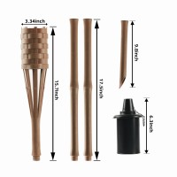 Keruita Faux Bamboo Torches(4Pack),Outdoor Decor Torches,Large Island Citronella Torch For Garden Lighting,Tropical Decor And Luau Party;Easy Refill Wide-Mouth Canister For Longer Lasting Burn, Brown