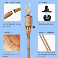 Keruita Faux Bamboo Torches(4Pack),Outdoor Decor Torches,Large Island Citronella Torch For Garden Lighting,Tropical Decor And Luau Party;Easy Refill Wide-Mouth Canister For Longer Lasting Burn, Brown