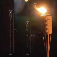 Keruita Faux Bamboo Torches(4Pack),Outdoor Decor Torches,Large Island Citronella Torch For Garden Lighting,Tropical Decor And Luau Party;Easy Refill Wide-Mouth Canister For Longer Lasting Burn, Brown