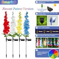 Smarich Solar Garden Led Lights - Delphinium Flowers Outdoor Solar Lights With 32 Colorful Leds, 3 Lighting Modes, 4 Street Spot Light, Newest Solar Panel For Garden/Yard/Patio/Pathway/Landscape Decor