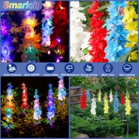 Smarich Solar Garden Led Lights - Delphinium Flowers Outdoor Solar Lights With 32 Colorful Leds, 3 Lighting Modes, 4 Street Spot Light, Newest Solar Panel For Garden/Yard/Patio/Pathway/Landscape Decor