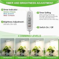 Lordem Grow Light 48 Leds Plant Light For Indoor Plants Full Spectrum Desk Grow Lamp With Automatic Timer For 4H8H12H 4 Dim