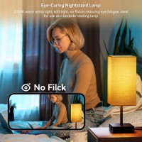 Golspark Table Lamp With Usb C Usb A Port Square Touch Lamp For Bedroom With 3 Way Dimmable 2700K Warm Light Beige Fabric Lamp