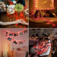 10Ft Red Heart Fairy Lights Battery Operated With Timer For Christmas Decoration Led String Lights Indoor Outdoor Waterproof Tw