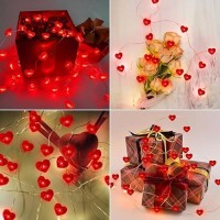 10Ft Red Heart Fairy Lights Battery Operated With Timer For Christmas Decoration Led String Lights Indoor Outdoor Waterproof Tw