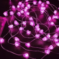 10Ft Pink Heart Fairy Lights Battery Operated With Timer For Christmas Decoration Led String Lights Indoor Outdoor Waterproof T