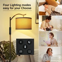 Boostarea Floor Lamp For Living Room Arc Floor Lamp With Remote Control Stepless Dimmable Brightness Colors Temperature 2700K