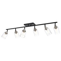 Melucee 6 Light Multidirectional Track Lighting Kit Ceiling Black Bathroom Vanity Lighting Ceiling Spotlight Fixture For Kitch