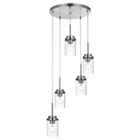 Melucee 5Light Cluster Pendant Lights Stairwell Lighting Brushed Nickel Chandelier For Dining Room Modern Kitchen Island Penda