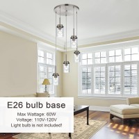 Melucee 5Light Cluster Pendant Lights Stairwell Lighting Brushed Nickel Chandelier For Dining Room Modern Kitchen Island Penda