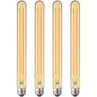 Leools T300 Led Long Bulbs,12W Dimmable Tubular Bulb,100 Watt Equivalent,E26 Edison Style Vintage Led Filament Light Bulb,Amber Glass,2700K Warm White,11.8Inch(300Mm) Tall T10 Light Bulbs,4-Pack.