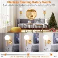 Dimmable Plug In Wall Sconces Set Of 2 Hardwired Or Plug In Luxury Wall Light With Switch Cord Gold Corded Sconce Glass Globe