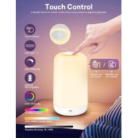 Smart Touch Bedside Table Lamp Multicolor Warm Lights 3600Ma Cordless Small Table Lamp Rechargeable 7 Colors Fully Dimm