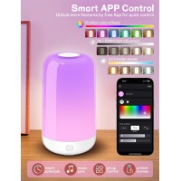 Smart Touch Bedside Table Lamp Multicolor Warm Lights 3600Ma Cordless Small Table Lamp Rechargeable 7 Colors Fully Dimm