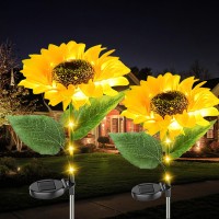 Solar Outdoor Lights, Xrr Solar Sunflower Lights For Garden Decor Waterproof Solar Flower Lights Outside For Yard Patio Landscape Patio Walkway