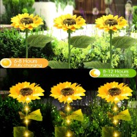 Solar Outdoor Lights, Xrr Solar Sunflower Lights For Garden Decor Waterproof Solar Flower Lights Outside For Yard Patio Landscape Patio Walkway