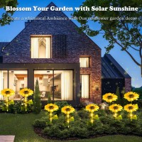 Solar Outdoor Lights, Xrr Solar Sunflower Lights For Garden Decor Waterproof Solar Flower Lights Outside For Yard Patio Landscape Patio Walkway