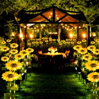 Solar Outdoor Lights, Xrr Solar Sunflower Lights For Garden Decor Waterproof Solar Flower Lights Outside For Yard Patio Landscape Patio Walkway