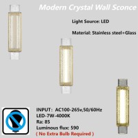 Danseer Luxury Led Wall Lights Crystal Modern Nordic Style Led-7W-4000K Wall Sconce For Living Room Bedroom Bathroom Hallway Doorway Stair