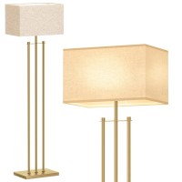 Addlon Gold Floor Lamps For Living Room Tall Modern Standing Lamp With Linen Shade Decorative Simple Design Floor Lamps For Be