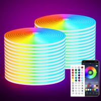 Yeewhale 100Ft Led Neon Lights 24V Ip65 Waterproof Flexible Rgb Led Neon Rope Lights With Remote Control App Control Neon Led St