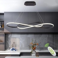 Likflyer Led Pendant Light Modern Chandelier Dimmable Black Led Chandelier For Dining Room Light Fixture Over Table Modern Kitc