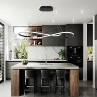 Likflyer Led Pendant Light Modern Chandelier Dimmable Black Led Chandelier For Dining Room Light Fixture Over Table Modern Kitc