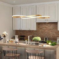 Gold Led Chandelier For Kitchen Island Lighting Dimmable Modern Chandelier For Dining Room L394 Modern Led Pendant Light Fix