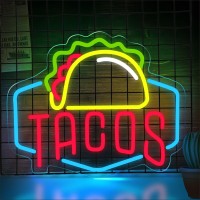 Tacos Neon Sign For Wall Decor Taco Open Led Neon Signs Lights For Mexican Restaurant Pizzeria Kitchen Restaurant Coffee Bar Pa