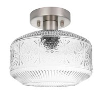 Dsmjfu Semi Flush Mount Ceiling Light Vintage Small Ceiling Light Fixture Thickened Glass Hallway Light Fixture Brushed Nicke