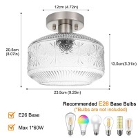 Dsmjfu Semi Flush Mount Ceiling Light Vintage Small Ceiling Light Fixture Thickened Glass Hallway Light Fixture Brushed Nicke