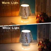 Coosa Mosaic Mushroom Lamp Small Bedside Table Lampsmall Desk Lamp With Warm Incandescent Bulb 9 Inch Nightstand Light For Bedr