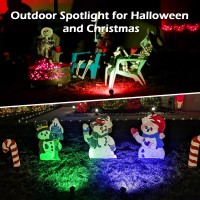 Holeva Halloween Spotlight Outdoor 2700K Warm White Led Landscape Spot Lights With Rgb 3 Multicolor Lenses Ip67 Waterproof 12