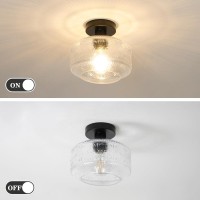 Dsmjfu Semi Flush Mount Ceiling Light Vintage Small Ceiling Light Fixture Thickened Glass Hallway Light Fixture Black Kitchen