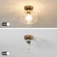 Dsmjfu Semi Flush Mount Ceiling Light Vintage Small Ceiling Light Fixture Thickened Glass Hallway Light Fixture Brass Kitchen