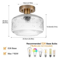 Dsmjfu Semi Flush Mount Ceiling Light Vintage Small Ceiling Light Fixture Thickened Glass Hallway Light Fixture Brass Kitchen