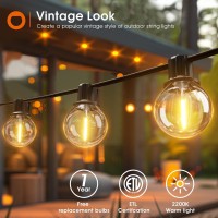 Addlon 100Ft2Pack50Ft Led Outdoor String Lights G40 Globe Patio Lights 2200K Dimmable With 54 Shatterproof Bulbs4 Spare