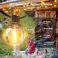 Addlon 100Ft2Pack50Ft Led Outdoor String Lights G40 Globe Patio Lights 2200K Dimmable With 54 Shatterproof Bulbs4 Spare