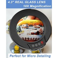 Lancosc 10X Magnifying Glass With Light And Stand 5 Color Modes Stepless Dimming Led Desk Lighted Magnifier Adjustable Swing A