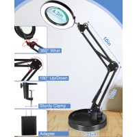 Lancosc 10X Magnifying Glass With Light And Stand 5 Color Modes Stepless Dimming Led Desk Lighted Magnifier Adjustable Swing A