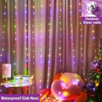 Zsjwl 300 Led Multicolor Curtain Fairy Lights With Remote 8 Modes 98 98 Ft Waterproof Usb Plug In Copper Wire Lights For B